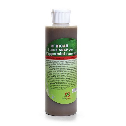 Liquid Black Soap with Peppermint Essential Oil - 8 oz